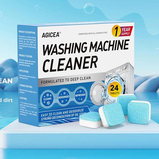 Washing Machine Cleaner Descaler 24 Pack - Deep Cleaning Tablets for HE Front Loader & Top Load Washer, Septic Safe Eco-Friendly Deodorizer, Clean inside Drum and Laundry Tub Seal - 12 Month Supply