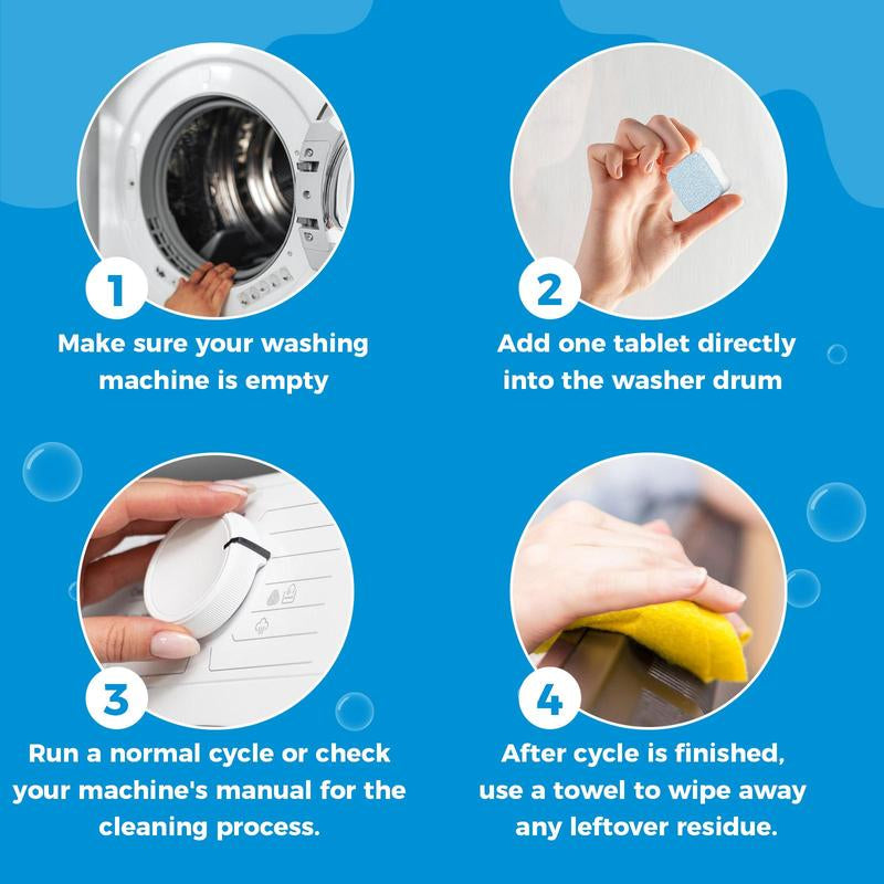 Washing Machine Cleaner Descaler 24 Pack - Deep Cleaning Tablets for HE Front Loader & Top Load Washer, Septic Safe Eco-Friendly Deodorizer, Clean inside Drum and Laundry Tub Seal - 12 Month Supply