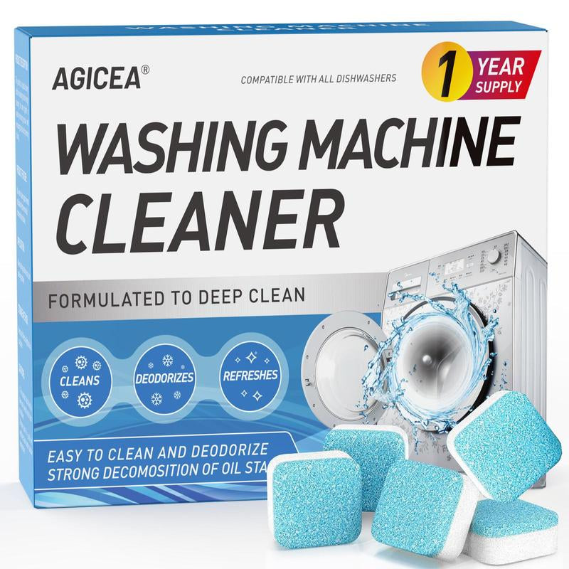 Washing Machine Cleaner Descaler 24 Pack - Deep Cleaning Tablets for HE Front Loader & Top Load Washer, Septic Safe Eco-Friendly Deodorizer, Clean inside Drum and Laundry Tub Seal - 12 Month Supply