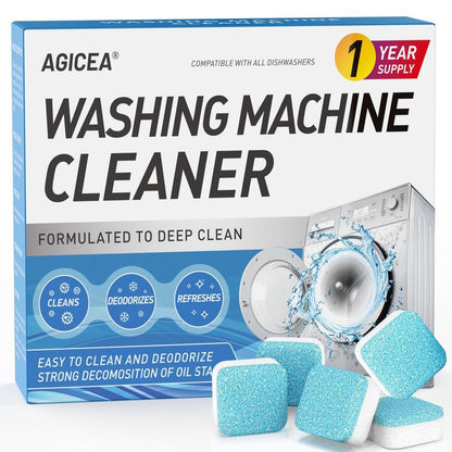 Washing Machine Cleaner Descaler 24 Pack - Deep Cleaning Tablets for HE Front Loader & Top Load Washer, Septic Safe Eco-Friendly Deodorizer, Clean inside Drum and Laundry Tub Seal - 12 Month Supply